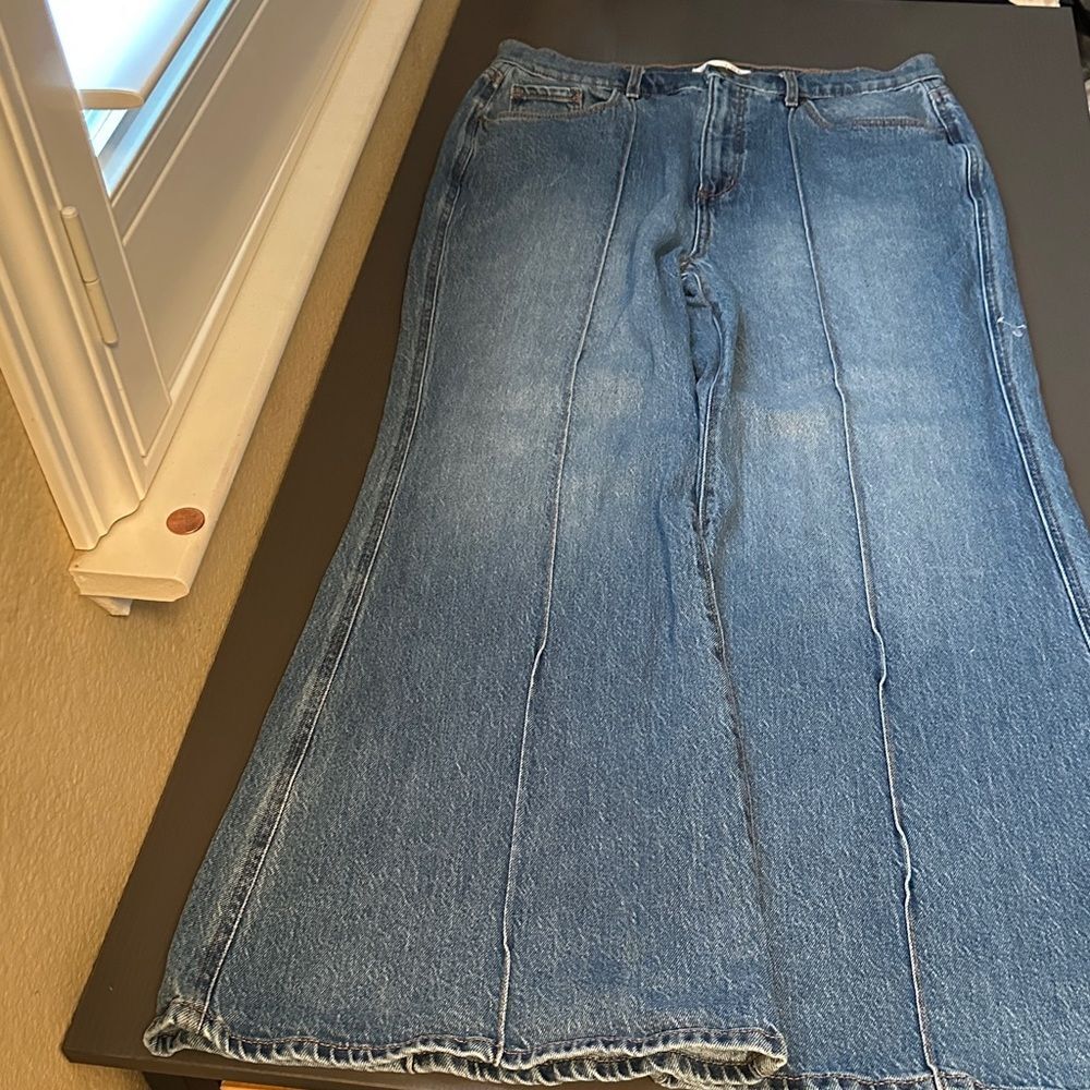 LOFT Flare Wide Leg Blue Jeans, waist 31” (size 12).